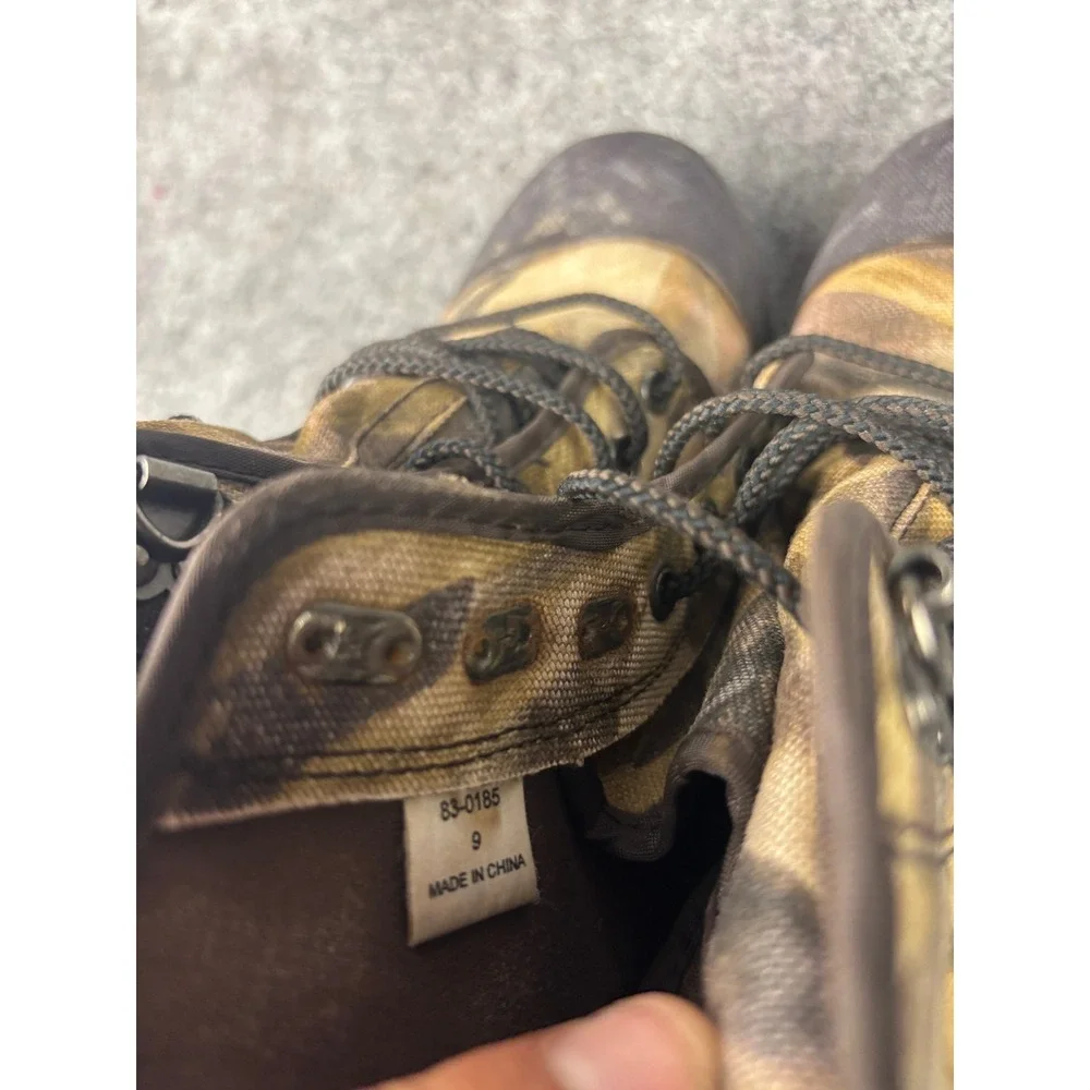 Cabelas Hunting Boots Mens 9 Brown‎ Advantage Wetlands Camo Steel Shank Canvas